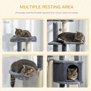 50" Multi-Level Cat Tree with Scratching Posts and Ramp, Grey