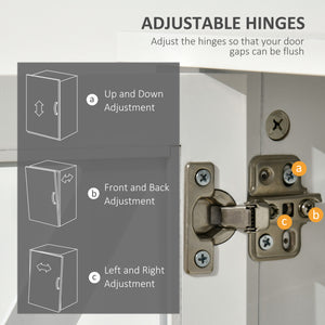 Glass Door Sideboard with Storage Drawers and Adjustable Shelves, Console Table for Living Room, Kitchen, Entryway, White