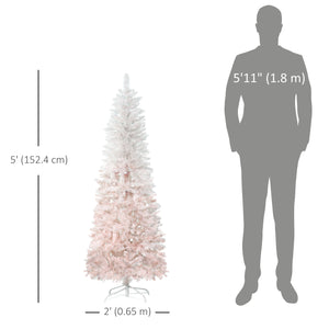 5ft Artificial Christmas Tree with Automatic Opening, Pink and White