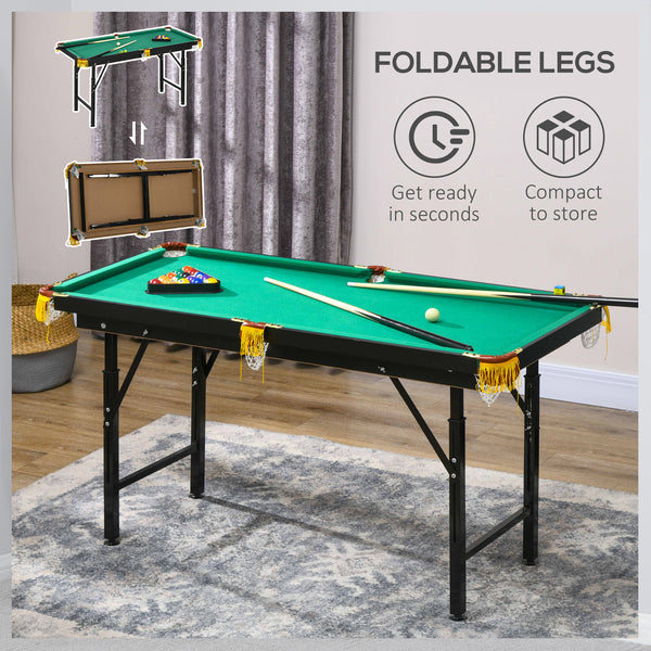 55-inch Folding Pool Table, Adjustable Height with Accessories