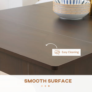 Extendable dining table, extendable kitchen table for small spaces, seats up to 6, dark brown