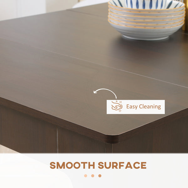 Extendable dining table, extendable kitchen table for small spaces, seats up to 6, dark brown