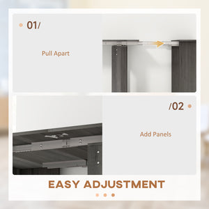 Folding and extendable table, kitchen table for small spaces, up to 6 people, gray