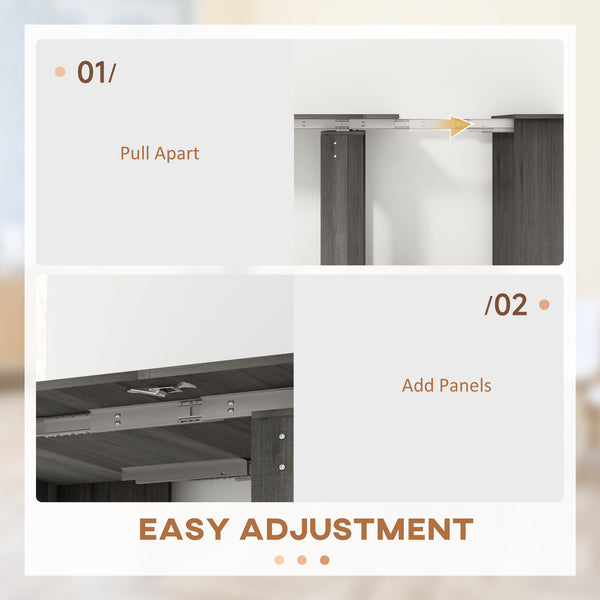 Folding and extendable table, kitchen table for small spaces, up to 6 people, gray