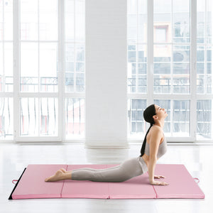 Foldable Gymnastics Mat 1.22m x 2.42m x 5cm with Carry Handles, Pink