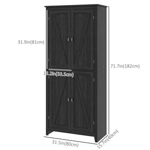 Storage unit with doors and shelves, black