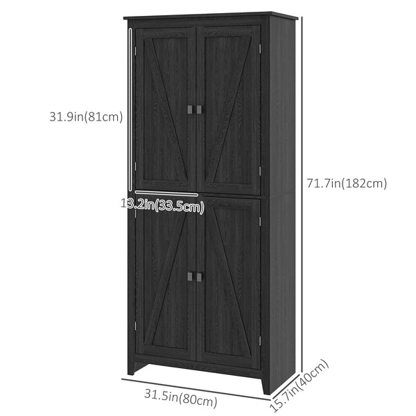 Storage unit with doors and shelves, black