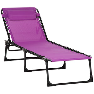 Folding chaise lounge with headrest, purple