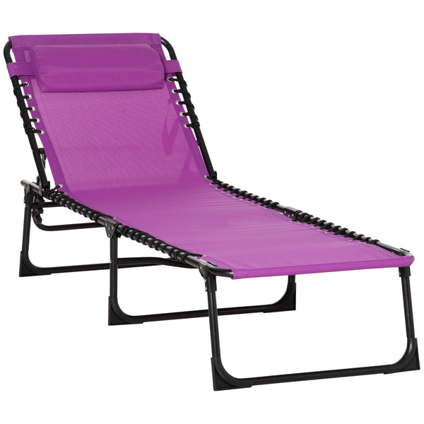 Folding chaise lounge with headrest, purple