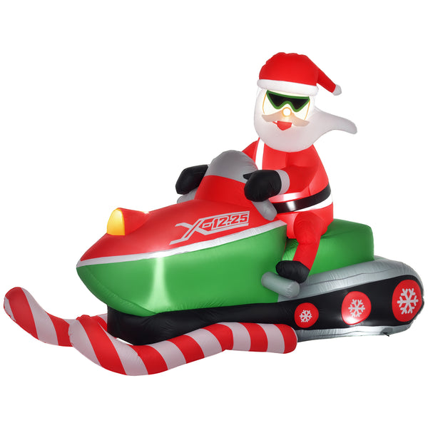HOMCOM 1.6m Inflatable Santa Claus with LED Light-Up Snowmobile