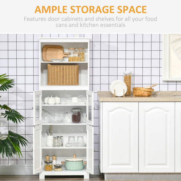 4-door pantry with adjustable shelf, white