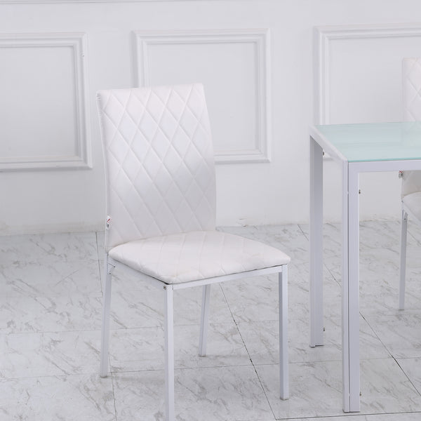 Set of 4 Modern White Faux Leather Upholstered Dining Chairs