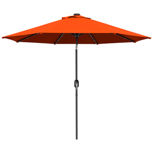 2.7m Outdoor Solar Patio Umbrella with 24 LEDs and Tiltable Canopy, Orange