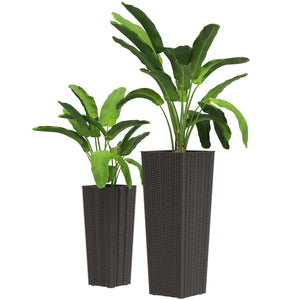 Set of 2 Large Outdoor Planter Boxes with Drainage Holes, Outdoor Flower Pots