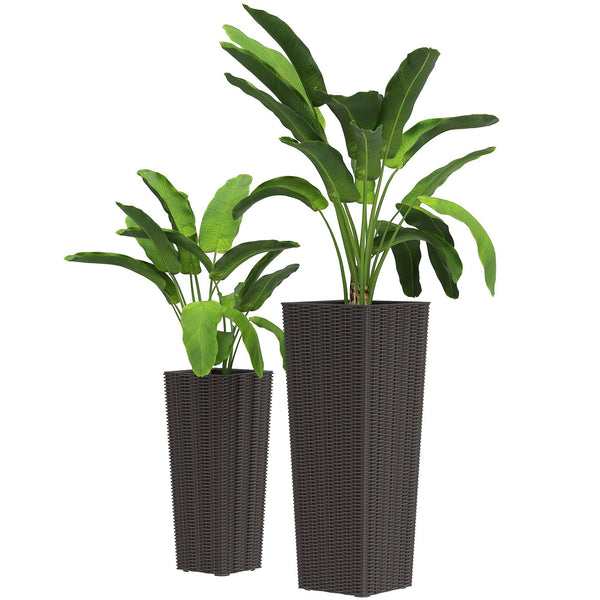 Set of 2 Large Outdoor Planter Boxes with Drainage Holes, Outdoor Flower Pots