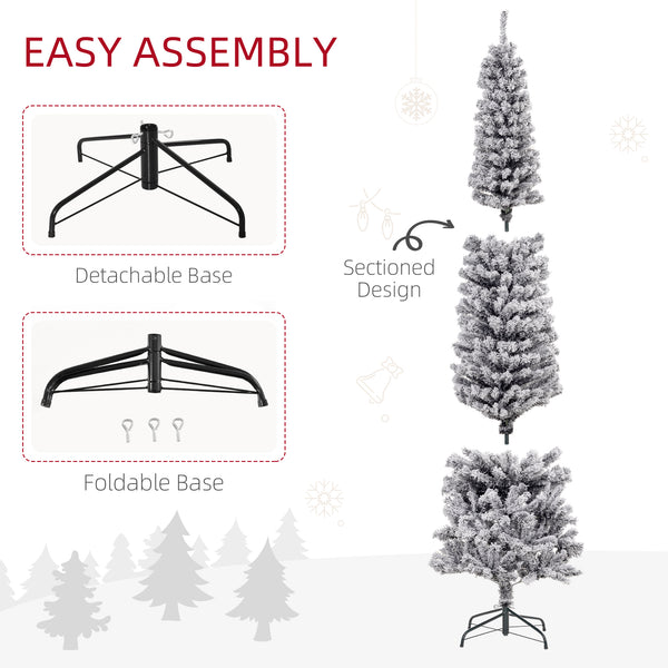 7.5 foot frosted pencil shaped Christmas tree