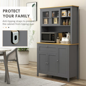 5-door kitchen cabinet with adjustable shelves, gray