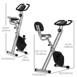 Folding exercise bike with 8 magnetic resistance levels, black and gray