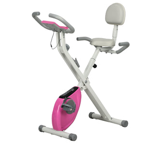 Folding Exercise Bike with 8-Level Silent Magnetic Resistance, Pink