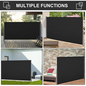 Retractable side awning, UV and wind resistant, black