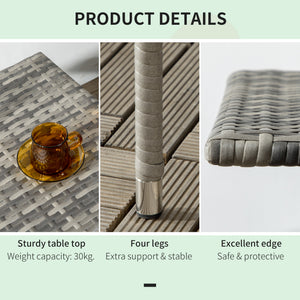 Patio coffee table in woven resin, heather grey