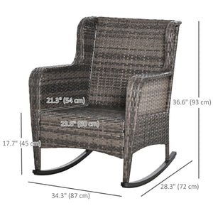 Outdoor rocking chair in woven resin with cushions, grey