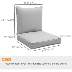 Thick and Deep Patio Chair Cushions for Outdoor Seating with Back Cushion, Light Grey