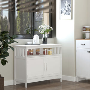 Wooden console table with open shelf and 2-tier cabinet, white