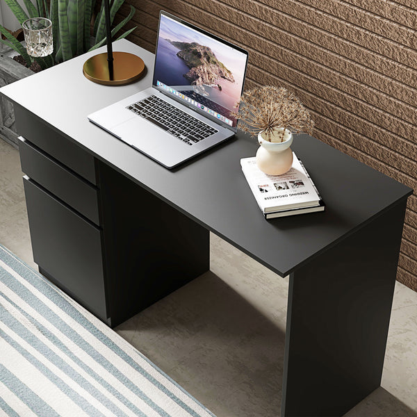 Computer desk with storage, drawers and cabinet, black