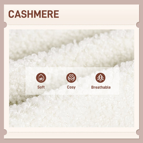 Cashmere accent chair with wide seat and padded armrests, cream white