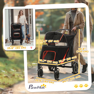 Foldable Pet Stroller for Large and Medium Dogs, Black