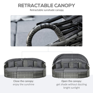 4-piece garden set in PE resin wicker, grey 