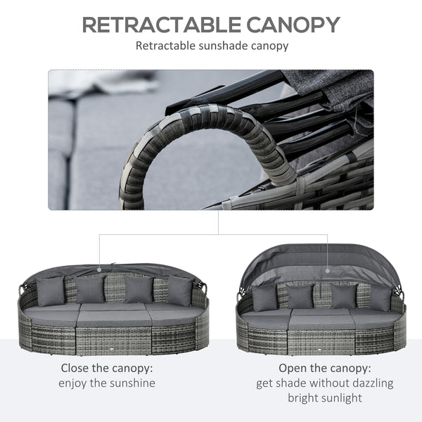 4-piece garden set in PE resin wicker, grey 