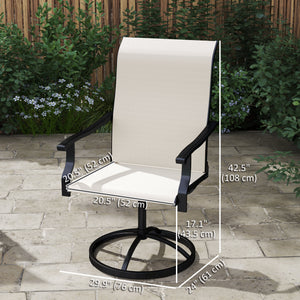 Set of 2 white outdoor swivel chairs