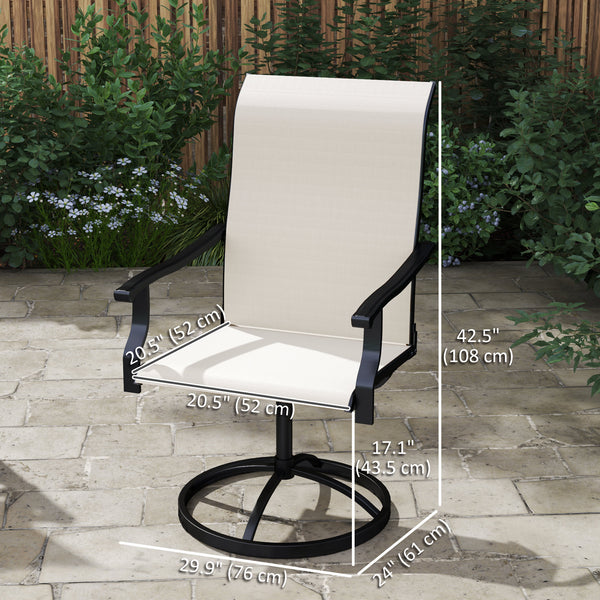 Set of 2 white outdoor swivel chairs