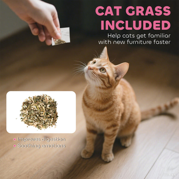 Cat house with scratching post, pink