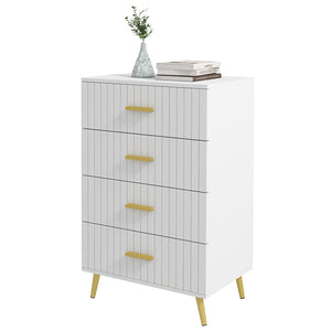 White 4-drawer chest of drawers for the bedroom.