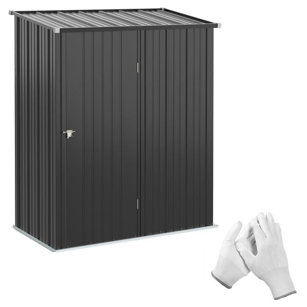 Steel garden shed with single lockable door, black