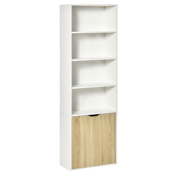 4-tier open bookcase with doors, oak