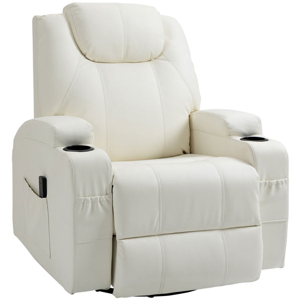 Massage chair with 8 vibration points, cream white