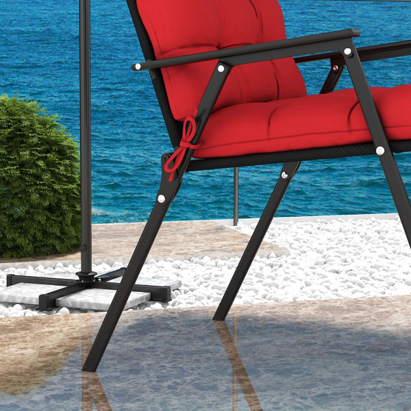 Outdoor Patio Chair Replacement Cushions with Ties, Tufted, Set of 2, Red