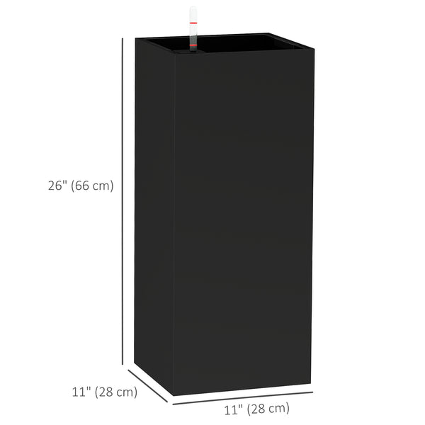 Set of 2 planters with water level indicator, black