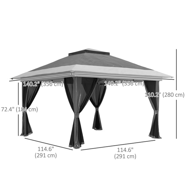 11.7' x 11.7' Gazebo with Netting, Instant Sun Shelter UPF50+ with Wheeled Carry Bag and Sandbags