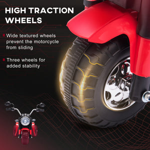6V 3-wheel electric motorcycle with horn, red
