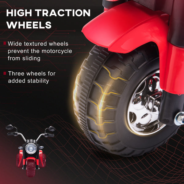 6V 3-wheel electric motorcycle with horn, red