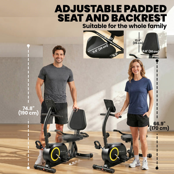 Bluetooth recumbent exercise bike, 8 resistance levels